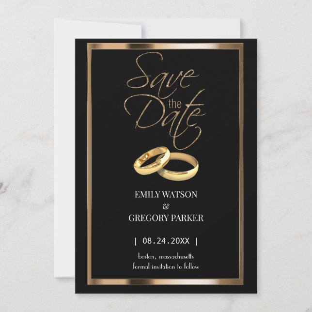 Elegant minimalist gold save the date (Front)