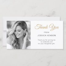 Elegant Minimalist Gold Script Birthday Photo