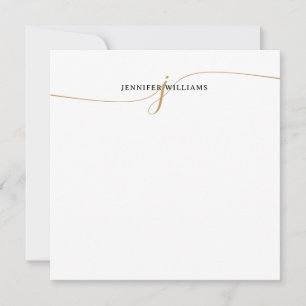 Elegant Minimalist Gold Script Monogram Square Card