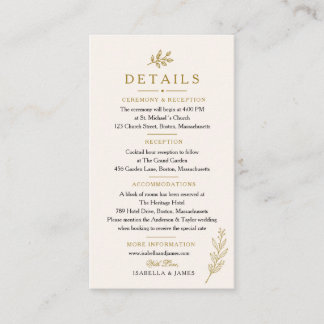 Elegant Minimalist Gold Wedding Enclosure Card