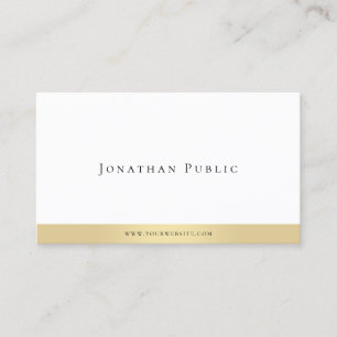Elegant Minimalist Gold White Modern Professional Business Card