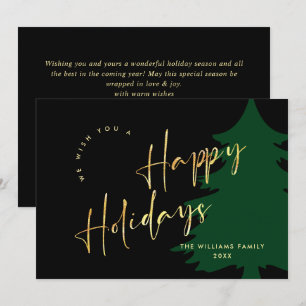 Elegant Minimalist Golden Christmas Greeting Holiday Card