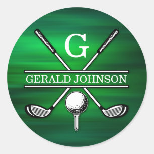 Elegant Minimalist Golf Monogram Design Classic Round Sticker