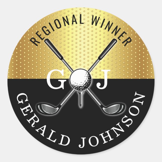 Elegant Minimalist Golf Monogram Design Classic Round Sticker (Front)