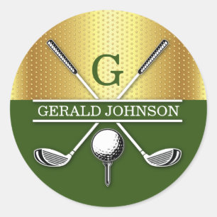Elegant Minimalist Golf Monogram Design Classic Round Sticker