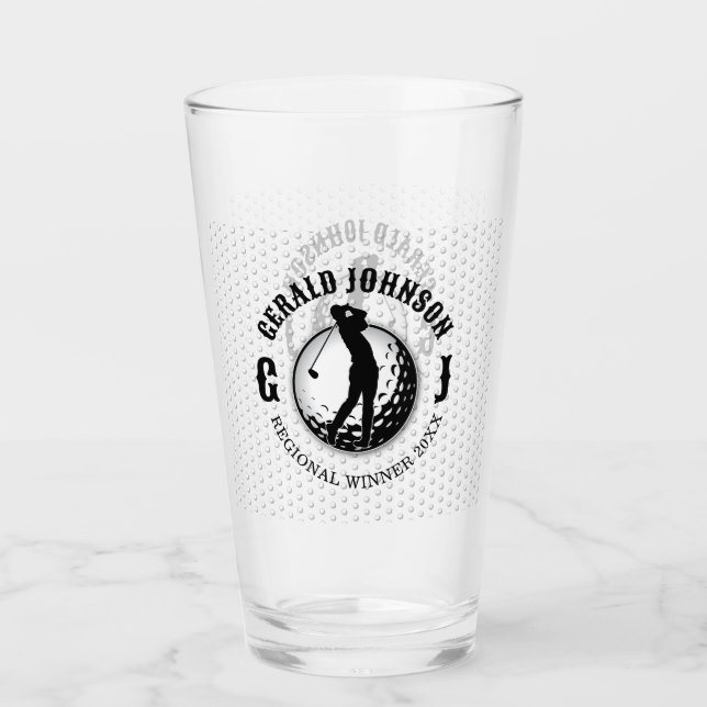 Elegant Minimalist Golf Monogram Design Glass (Front)