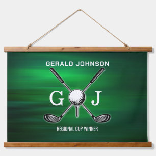 Elegant Minimalist Golf Monogram Design Hanging Ta Hanging Tapestry
