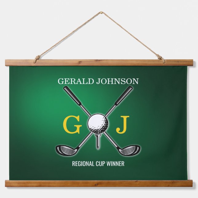 Elegant Minimalist Golf Monogram Design Hanging Ta Hanging Tapestry (Front)