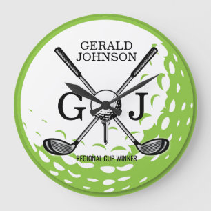 Elegant Minimalist Golf Monogram Design Large Clock