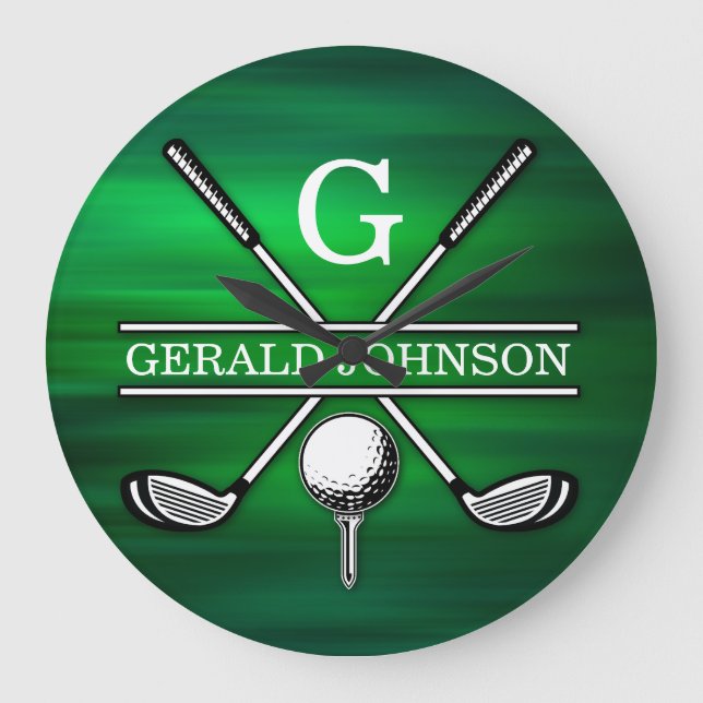 Elegant Minimalist Golf Monogram Design Large Clock (Front)