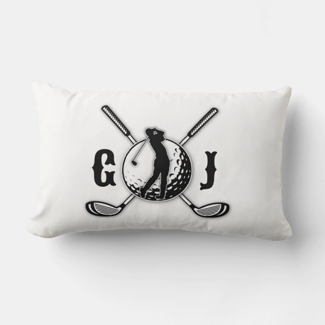 Elegant Minimalist Golf Monogram Design Lumbar Pillow (Front)