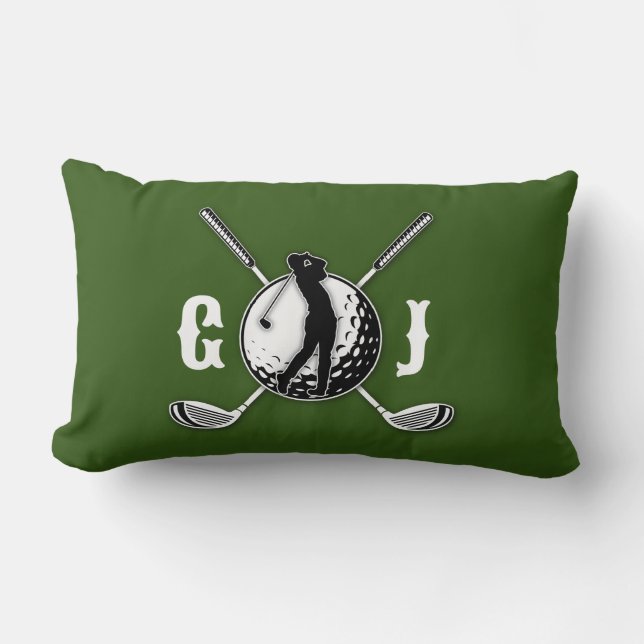 Elegant Minimalist Golf Monogram Design Lumbar Pillow (Front)