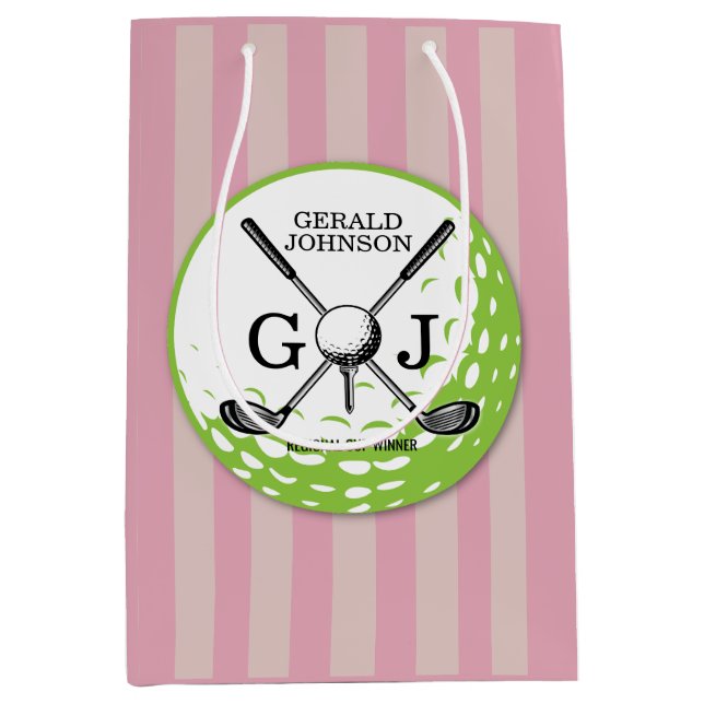 Elegant Minimalist Golf Monogram Design Medium Gift Bag (Front)