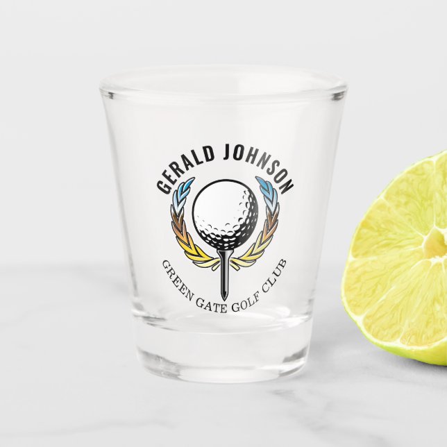 Elegant Minimalist Golf Monogram Design Shot Glass (Front)