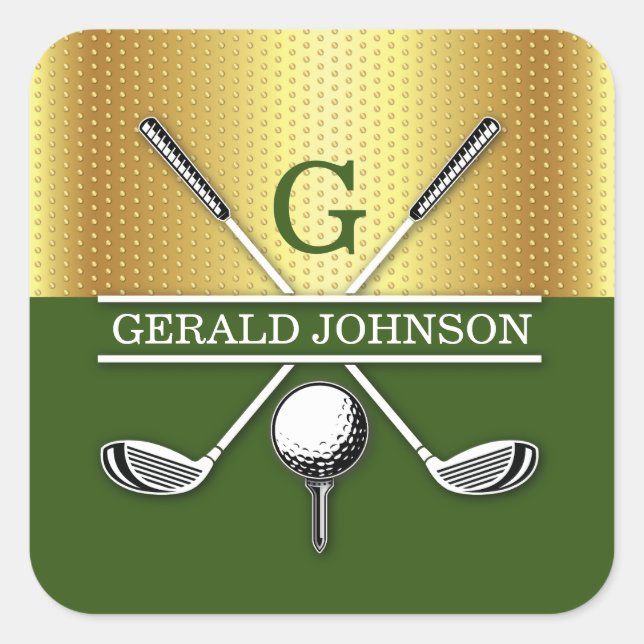 Elegant Minimalist Golf Monogram Design Square Sticker (Front)