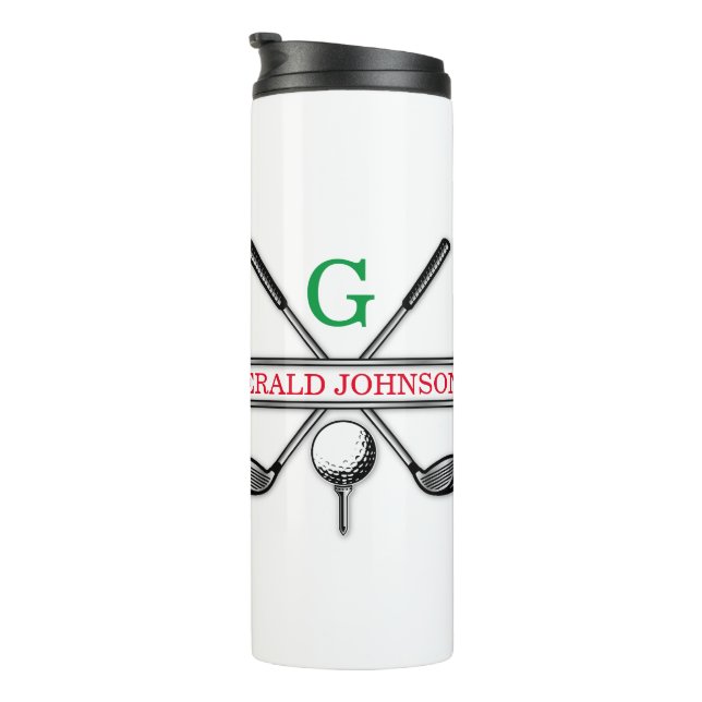 Elegant Minimalist Golf Monogram Design Thermal Tumbler (Rotated Right)