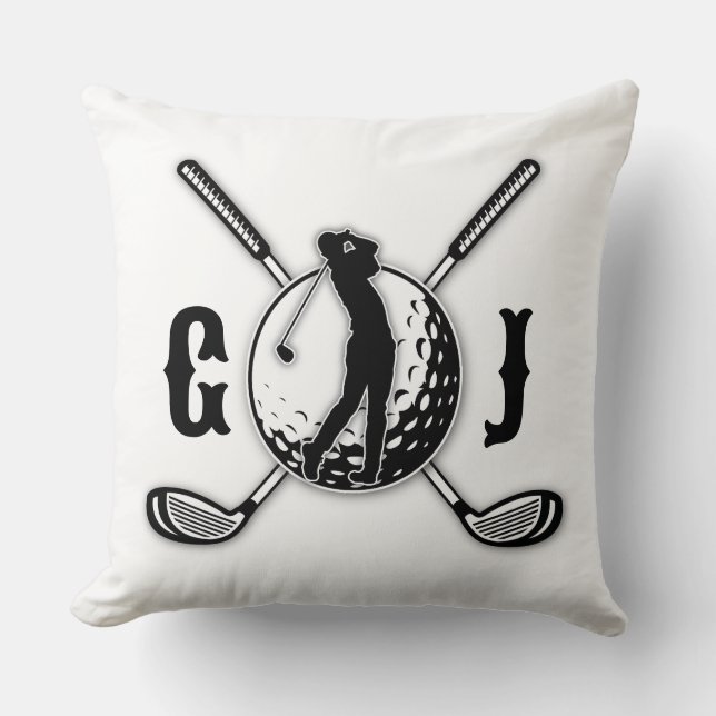 Elegant Minimalist Golf Monogram Design Throw Pillow (Front)