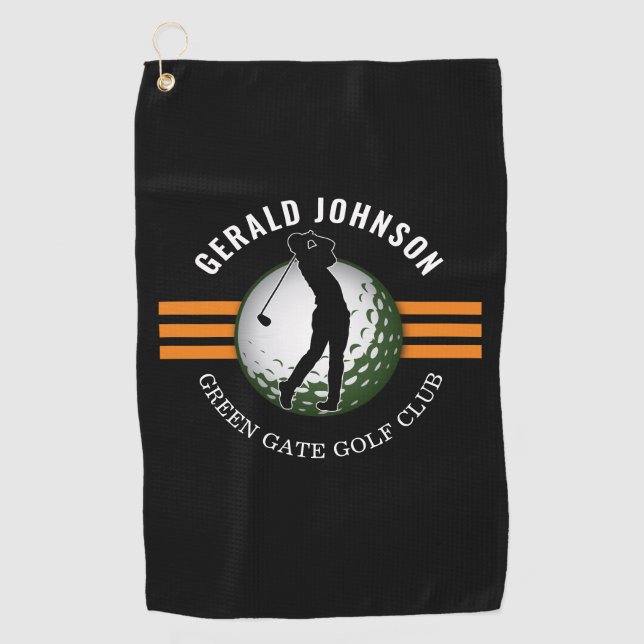 Elegant Minimalist Golfer Design Golf Towel (Front)