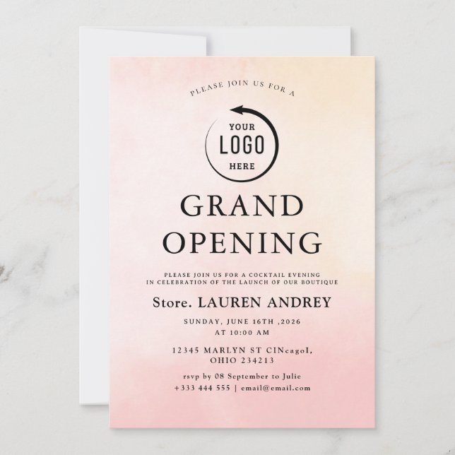 Elegant Minimalist Grand Opening Invitation (Front)