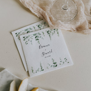 Elegant Minimalist Green Eucalyptus Wedding  Napkin