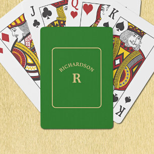 Elegant Minimalist Green & Gold Bridge Solitaire Playing Cards