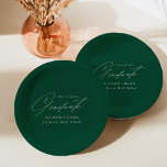 Elegant Minimalist Green Graduation Paper Plate<br><div class="desc">Elegant graduation paper plates featuring "Graduate" displayed in a beautiful white script with a green background. Personalize the graduation plates by adding the graduate's name,  school name,  and graduation year. The personalized graduation paper plates are perfect for both high school and college graduation parties.</div>