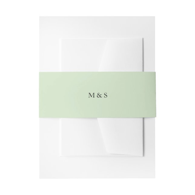 Elegant Minimalist Green Initials Invitation Belly Band (Front Example)