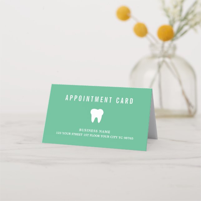 Elegant Minimalist Green White Dentist Appointment (Front)