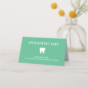 Elegant Minimalist Green White Dentist Appointment Card