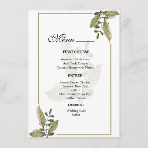 Elegant Minimalist Greenery Wedding Menu