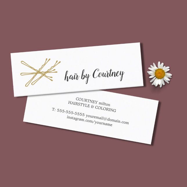 Elegant Minimalist Hair Bobby Pins Beauty Mini Business Card (Creator Uploaded)