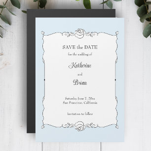 Elegant Minimalist Hand-Drawn Frame Save the Date