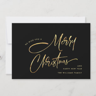 Elegant Minimalist Hand Writing Merry Christmas Holiday Card
