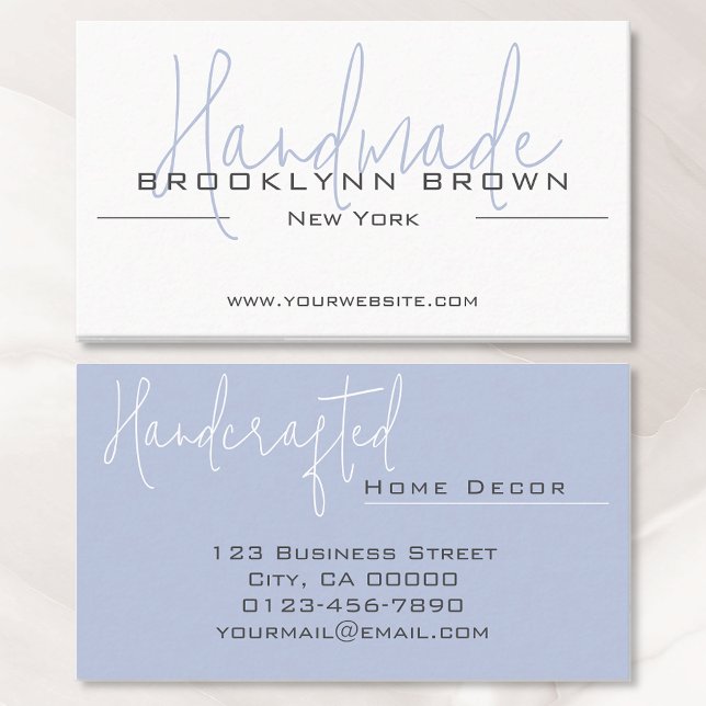 Elegant Minimalist Handmade Handcrafted Light Blue Business Card (Creator Uploaded)