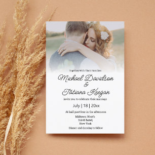 elegant minimalist handwriting wedding photo invitation