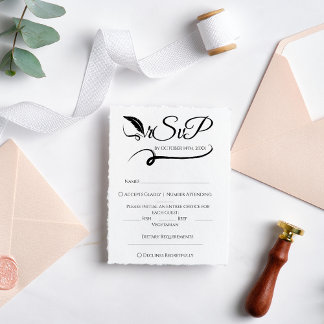 Elegant Minimalist Handwritten Wedding RSVP  Card
