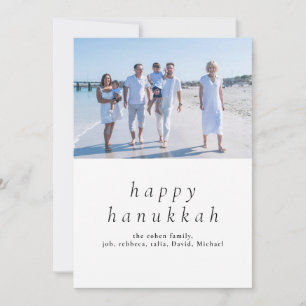 Elegant Minimalist Happy Hanukkah Family 1 Photo Holiday Card