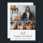 Elegant Minimalist Happy Hanukkah Family 4 Photo Holiday Card<br><div class="desc">Elegant Minimalist Happy Hanukkah Family 4 Photo</div>