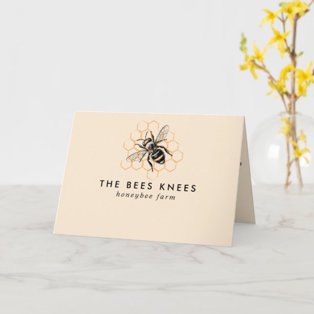 Elegant & Minimalist Honey Beekeeper Folded Card (Yellow Flower)