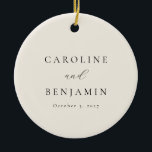 Elegant Minimalist Ivory Cream Calligraphy Wedding Ceramic Ornament<br><div class="desc">Custom Elegant Minimalist Ivory Cream Calligraphy Wedding Ceramic Ornament</div>