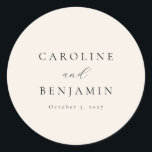 Elegant Minimalist Ivory Cream Calligraphy Wedding Classic Round Sticker<br><div class="desc">Custom Elegant Minimalist Ivory Cream Calligraphy Wedding Classic Round Sticker</div>