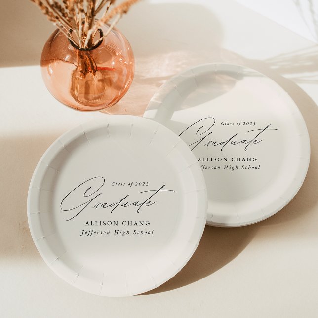 Elegant Minimalist Ivory Graduation Paper Plate (Creator Uploaded)