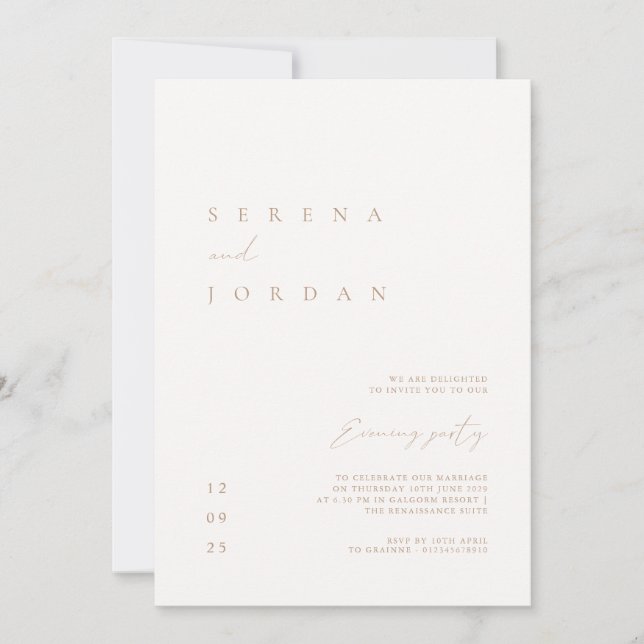 Elegant Minimalist Ivory Taupe Wedding Invitation (Front)