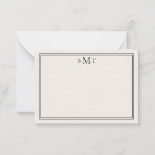 Elegant Minimalist Ivory Three Letter Monogram Card