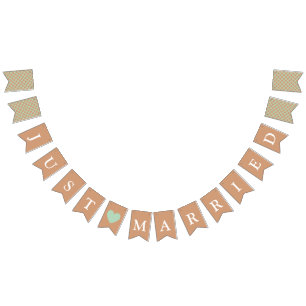 Elegant Minimalist Just Married Newlyweds Bunting Flags