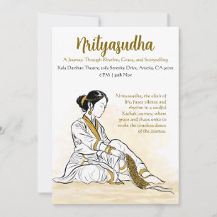 Elegant Minimalist Kathak Dance Program Invitation