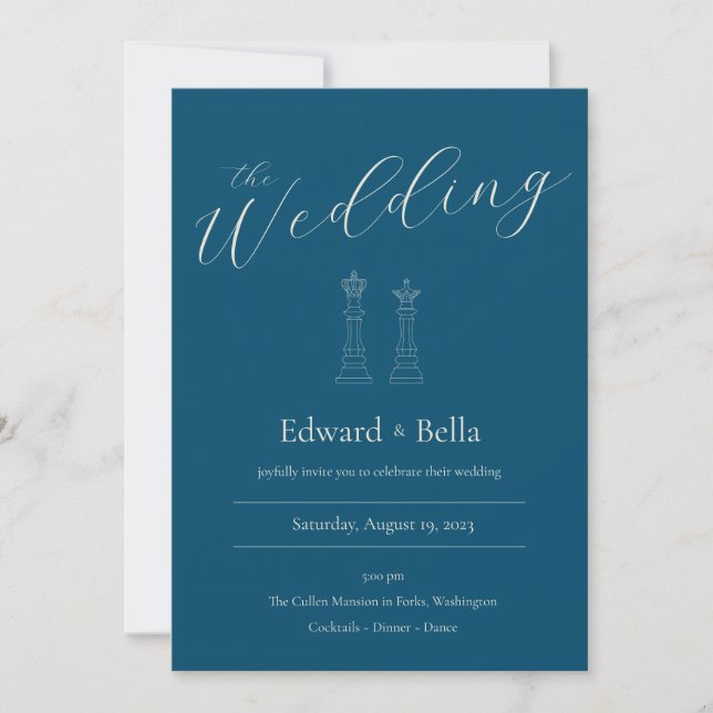 Elegant Minimalist King Queen Wedding Invitation (Front)