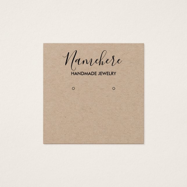 Elegant minimalist kraft earring display card (Front)