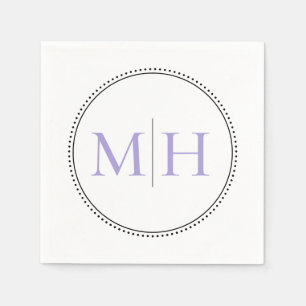 Elegant Minimalist Lavender Monogram Wedding Napkin