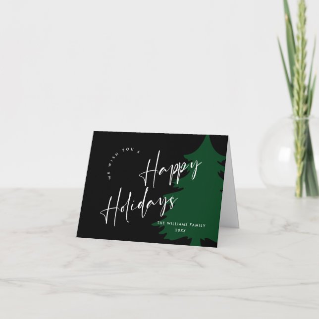 Elegant Minimalist Lettering Christmas Greeting Holiday Card (Front)
